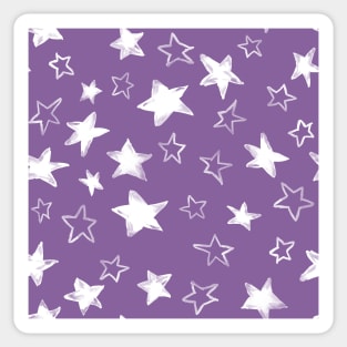 watercolor white stars over purple orchid background Sticker